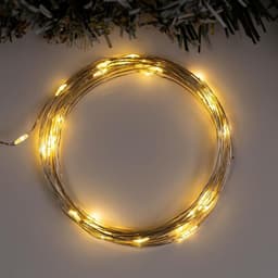 Гирлянда «Нить» 5 м, роса, IP65, серебристая нить, 50 LED, 8 режимов, от батареек АА×3, свечение тёплое белое