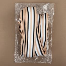 Тесьма трикотажная лампас 40 мм, 9.1 ± 0.5 м, цвет бежевый/чёрный/белый