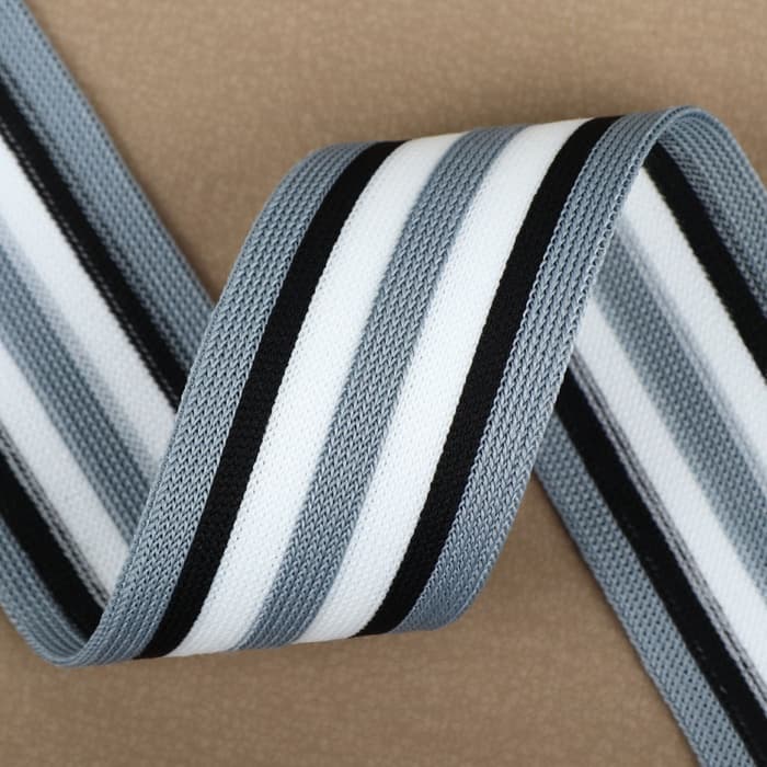 Тесьма трикотажная лампас 40 мм, 9±0.5 м, серая, чёрная, белая