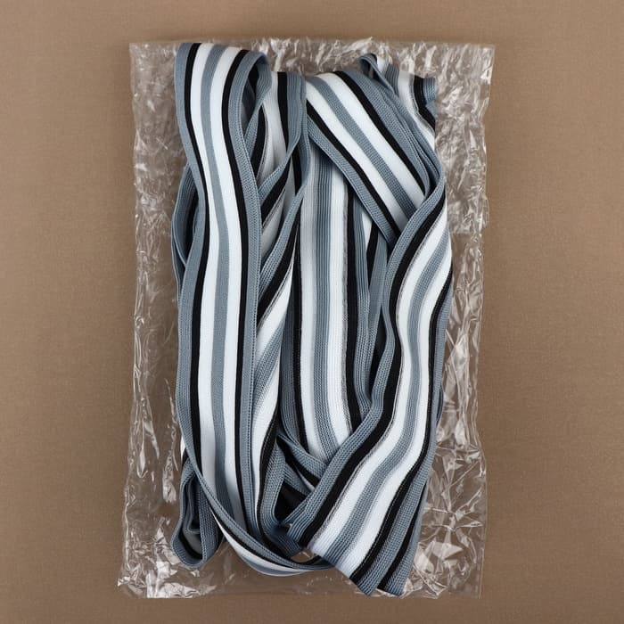 Тесьма трикотажная лампас 40 мм, 9±0.5 м, серая, чёрная, белая