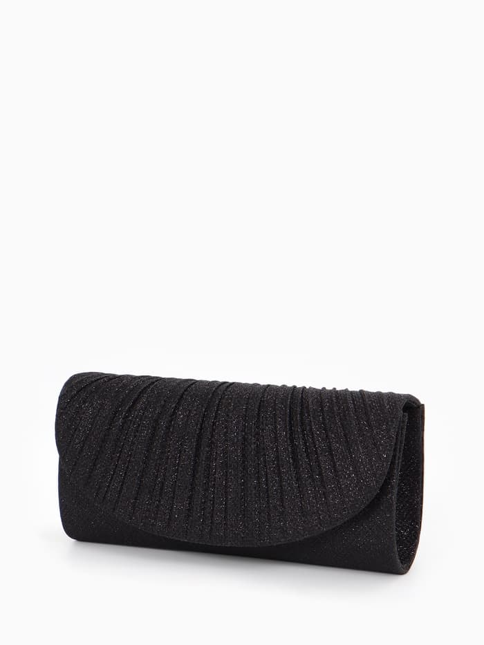 Сумка-клатч вечерняя на магните, на серебристой цепочке, блестящая, чёрная