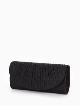 Сумка-клатч вечерняя на магните, на серебристой цепочке, блестящая, чёрная