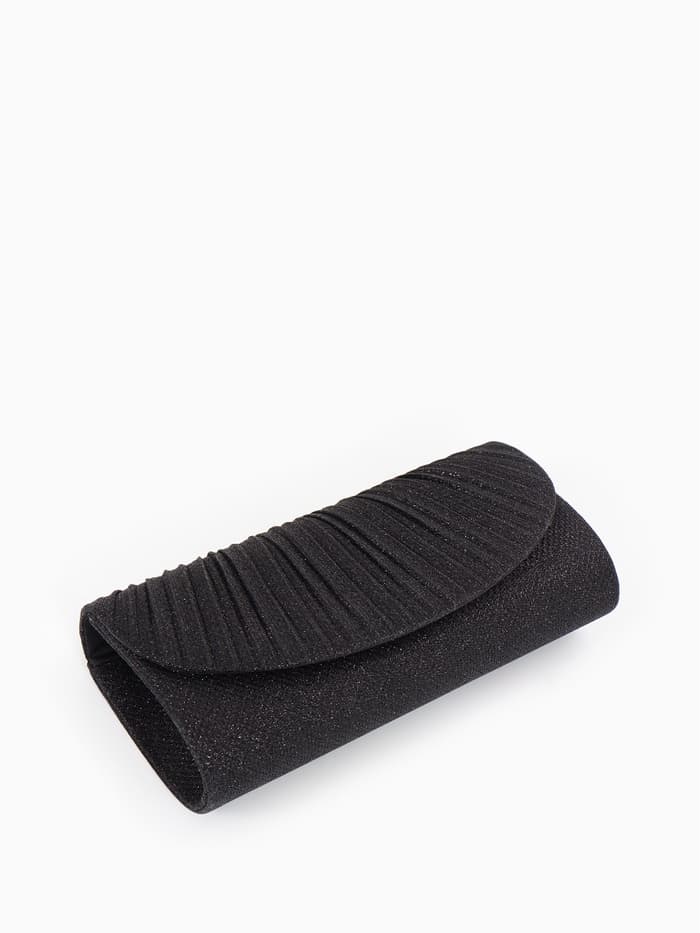 Сумка-клатч вечерняя на магните, на серебристой цепочке, блестящая, чёрная