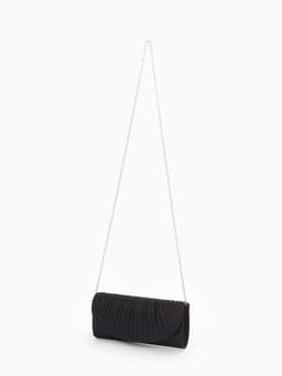 Сумка-клатч вечерняя на магните, на серебристой цепочке, блестящая, чёрная