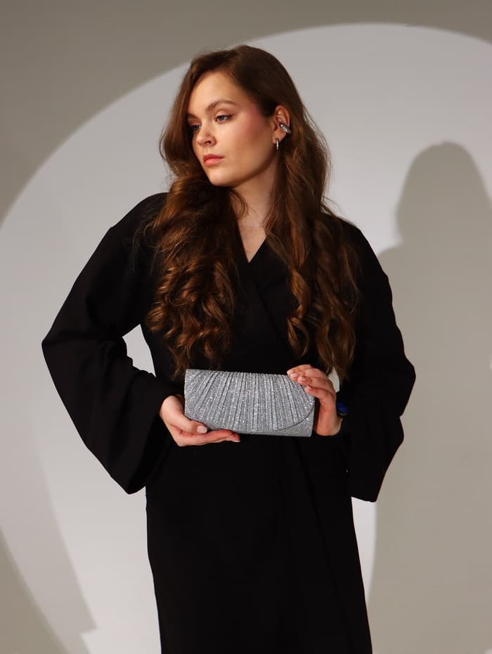 Сумка женская на магните, серебристая