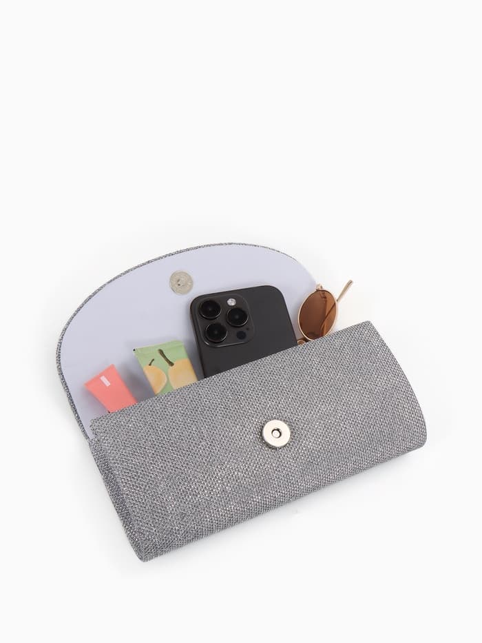 Сумка женская на магните, серебристая