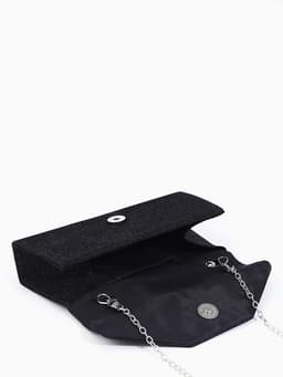 Сумка-клатч женская вечерняя на магните, на длинной цепочке, мерцающая, чёрная