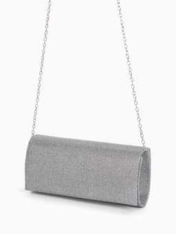 Сумка-клатч женская на магните, на серебристой цепочке, блестящая, светло-серебристая