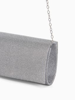 Сумка-клатч женская на магните, на серебристой цепочке, блестящая, светло-серебристая
