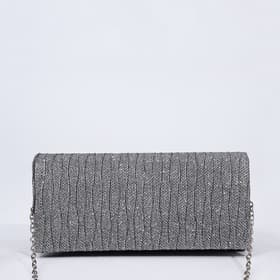 Сумка-клатч женская вечерняя на магните, на цепочке, блестящая, серебристая