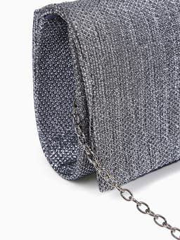 Сумка-клатч женская вечерняя на магните, на цепочке, блестящая, серебристая