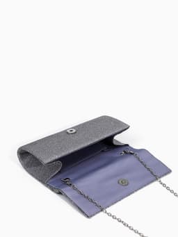 Сумка-клатч женская вечерняя на магните, на цепочке, блестящая, серебристая