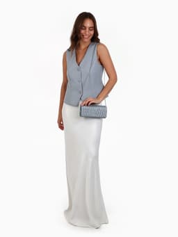 Сумка-клатч женская вечерняя на магните, на цепочке, блестящая, серебристая