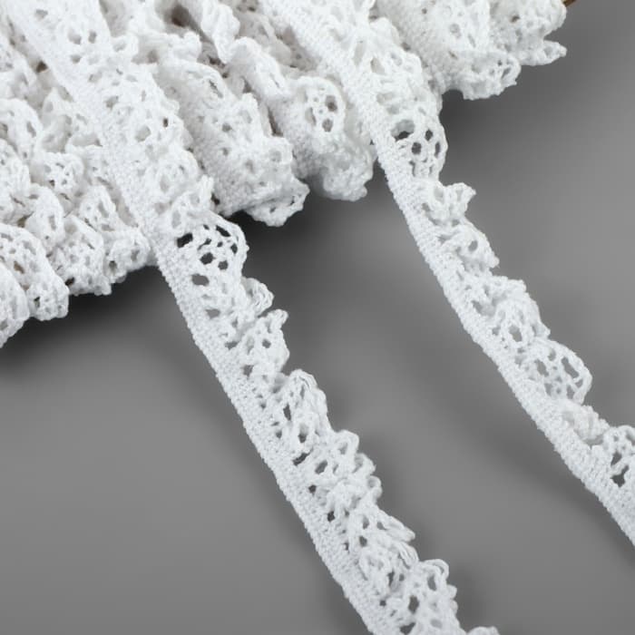 Тесьма вязаная, на резинке, 12 мм, 9±0.5 м, белая