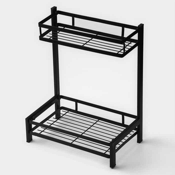 Полка для кухни 2-х ярусная Доляна, 33.5×20.5×39 см, чёрная