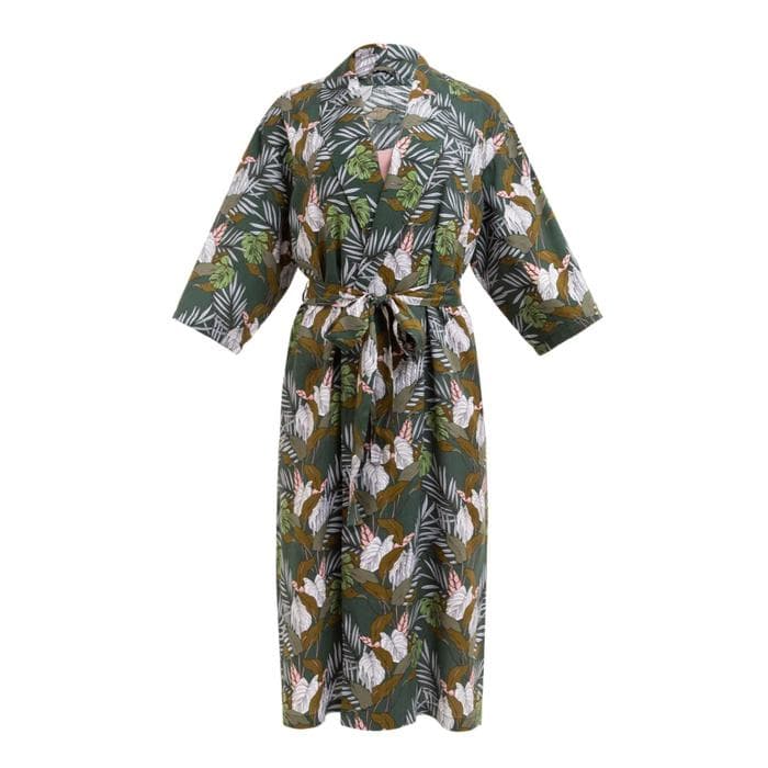Комплект женский (халат, комбинация) KAFTAN, размер 40-42, зелёный, розовый