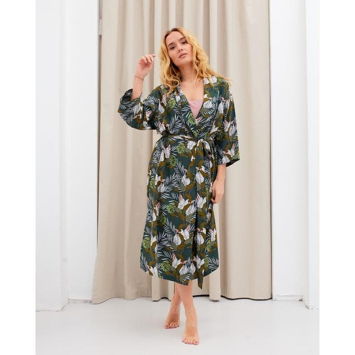 Комплект женский (халат, комбинация) KAFTAN, размер 40-42, зелёный, розовый