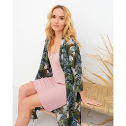 Комплект женский (халат, комбинация) KAFTAN, размер 40-42, зелёный, розовый