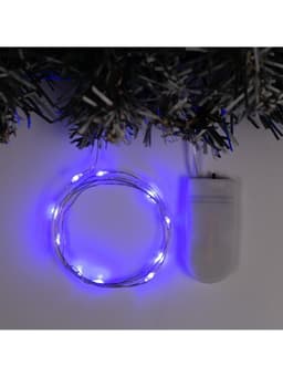 Гирлянда «Нить» 1 м роса, IP20, серебристая нить, 10 LED, батарейки CR2032×2 (в комплекте), свечение синее
