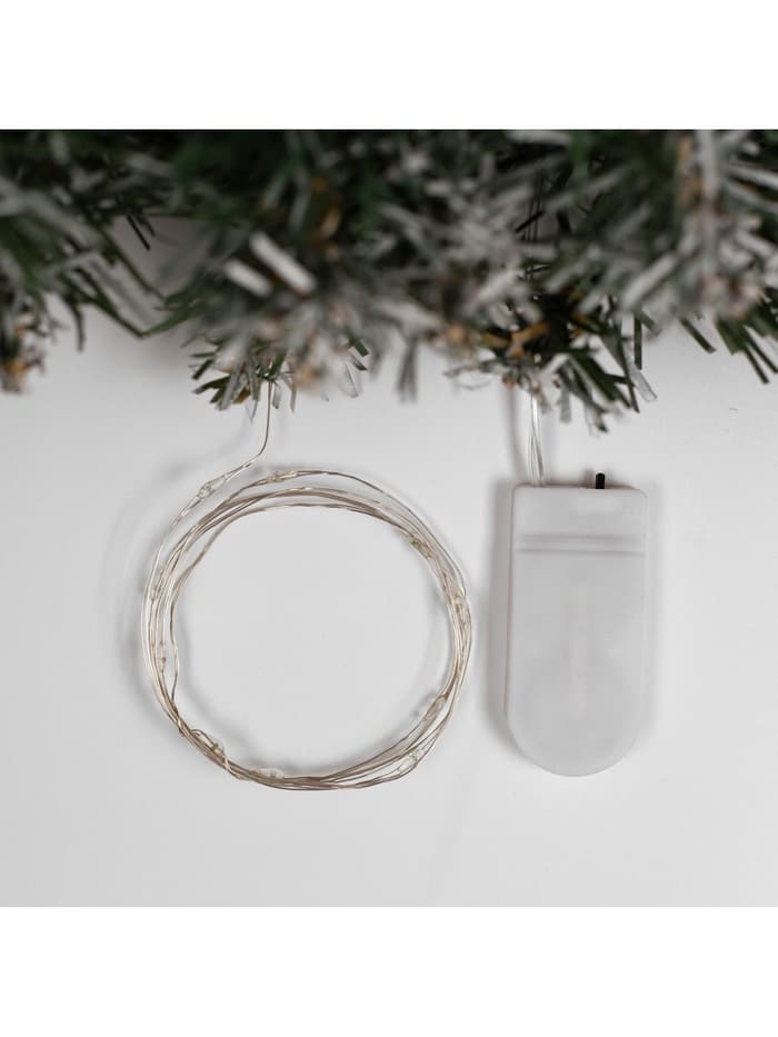 Гирлянда «Нить» 1 м роса, IP20, серебристая нить, 10 LED, батарейки CR2032×2 (в комплекте), свечение синее