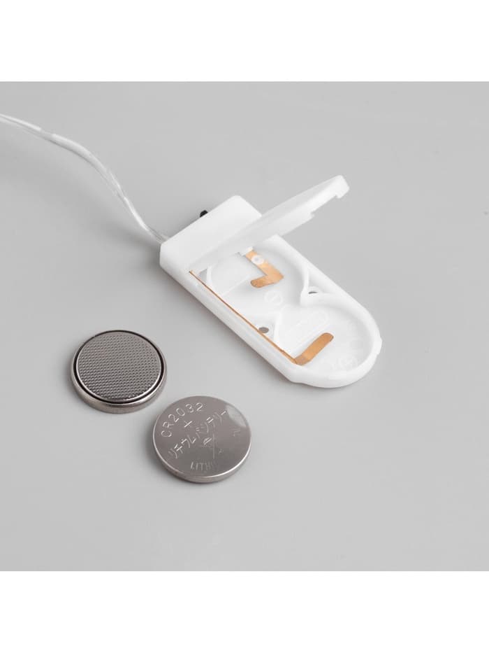 Гирлянда «Нить» 1 м роса, IP20, серебристая нить, 10 LED, батарейки CR2032×2 (в комплекте), свечение фиолетовое