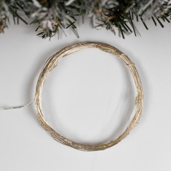 Гирлянда «Нить» 5 м роса, IP20, серебристая нить, 50 LED, свечение белое, USB