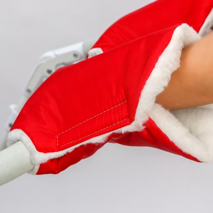 Варежки-муфты на ручку коляски, 2 шт., красные