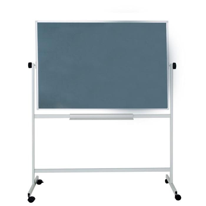 Доска двусторонняя, магнитно-маркерная/меловая, 100×150 см, поворотная на мобильном стенде, в алюминиевой рамке, с полочкой