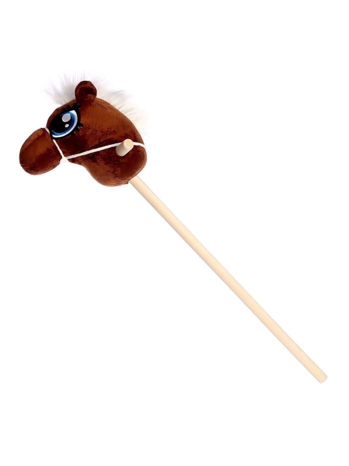 Мягкая игрушка ZABIAKA «Конь-скакун», на палке, МИКС, коричневая