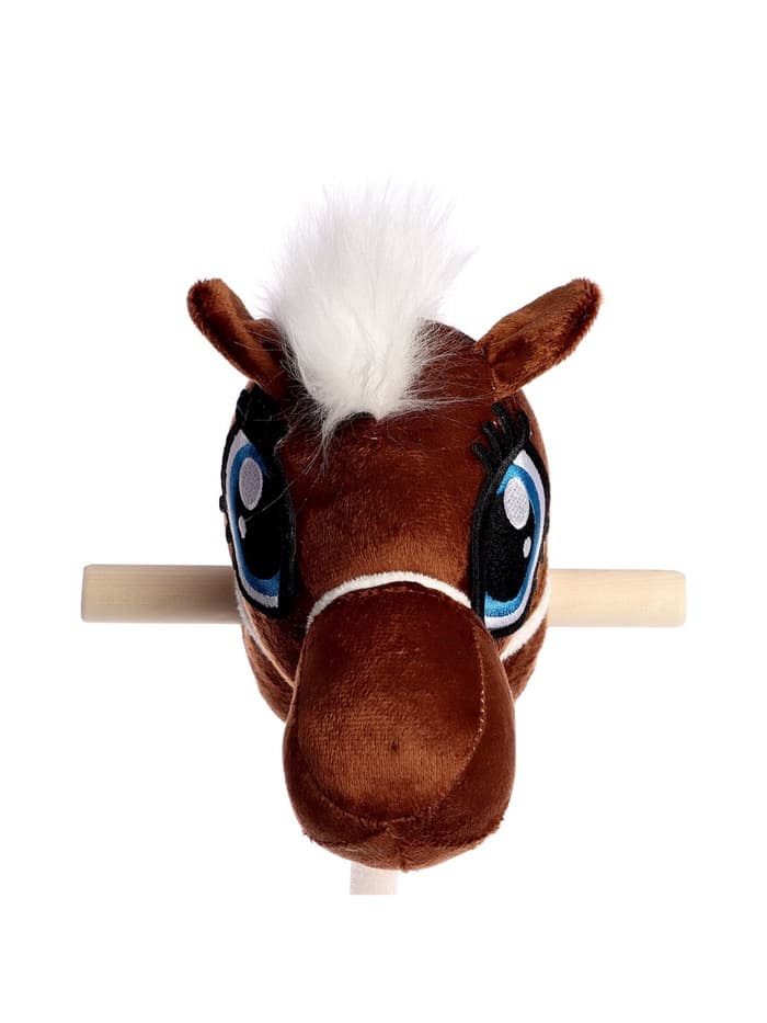 Мягкая игрушка ZABIAKA «Конь-скакун», на палке, МИКС, коричневая