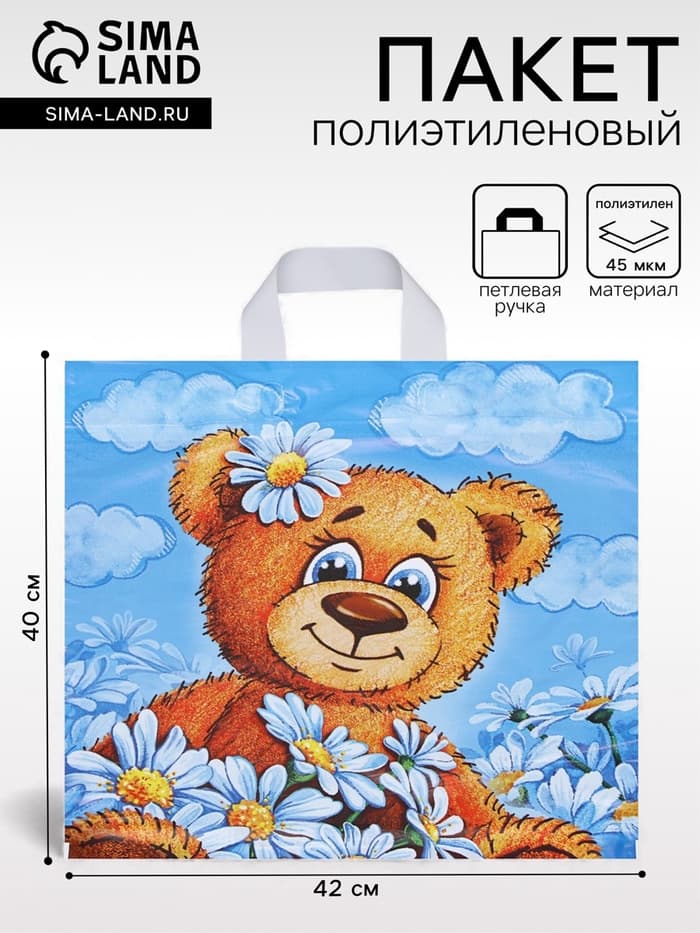 Пакет «Тоша», полиэтиленовый с петлевой ручкой, 40×42 см, 45 мкм