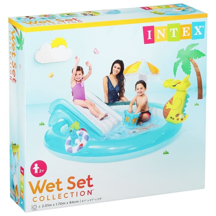 Игровой центр «Крокодильчик», 201×170×84 см, с горкой и игрушками, от 2 лет, 57165NP INTEX