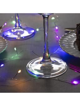 Гирлянда «Мишура» 1 м, роса, IP20, серебристая нить, 20 LED, от батареек CR2032×2, свечение мульти