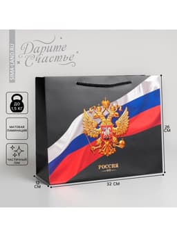 Пакет подарочный, упаковка, «Россия», 32 х 26 х 12 см