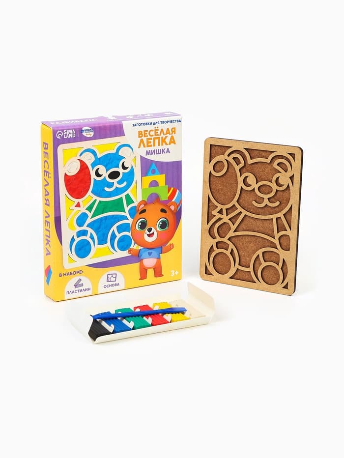 Картина пластилином «Мишка», 21×15 см, набор для творчества