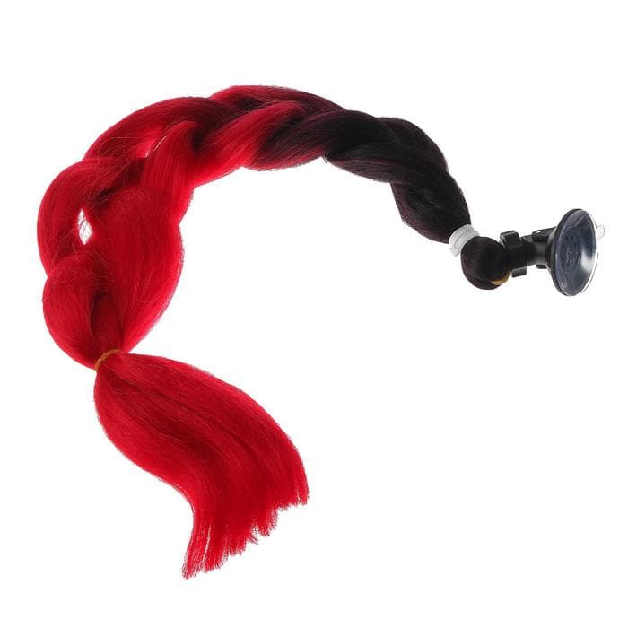 Коса на мотошлем, 60 см, чёрно-красный, крепление на присоску