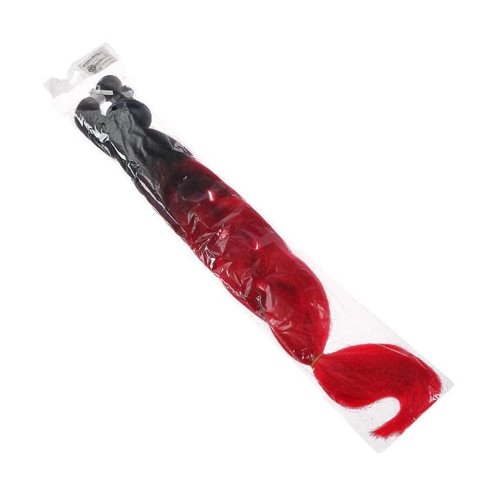 Коса на мотошлем, 60 см, чёрно-красный, крепление на присоску