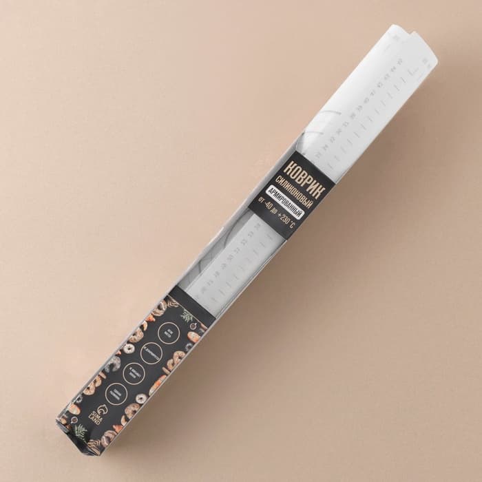 Коврик для выпечки и раскатки теста с разметкой KONFINETTA, армированный, силикон, 40×50 см, 0.44 мм, чёрный