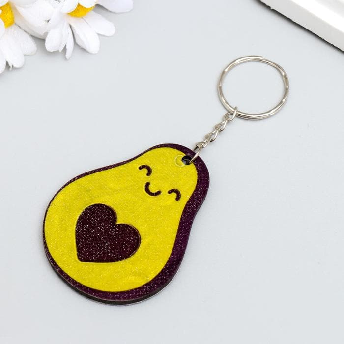 Брелок для ключей на кольце «Авокадо с косточкой-сердечком», EVA, 5.1×6.5 см