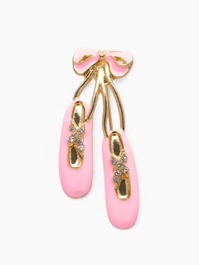 Брошь «Пуанты» балерины, цвет бело-розовый в золоте