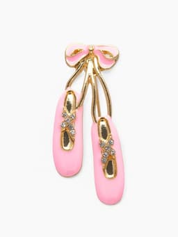 Брошь «Пуанты» балерины, цвет бело-розовый в золоте