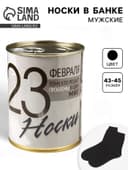 Носки мужские в банке «23 февраля», подарочные, чёрные, 43-45 р-р
