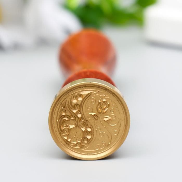 Печать для сургуча с деревянной ручкой «Инь-ян - розы», 9×3×3 см
