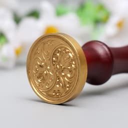 Печать для сургуча с деревянной ручкой «Инь-ян - розы», 9×3×3 см