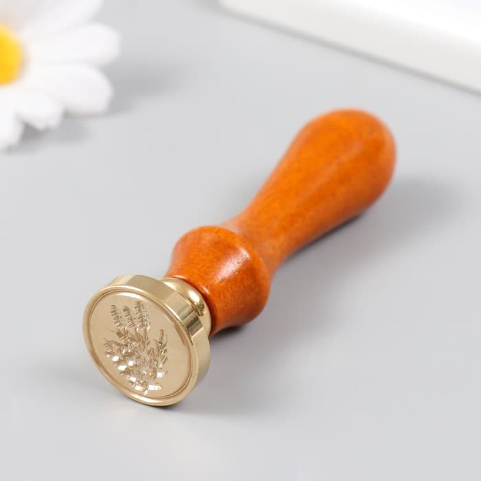 Печать для сургуча с деревянной ручкой «Водоросль», 9×2.5×2.5 см