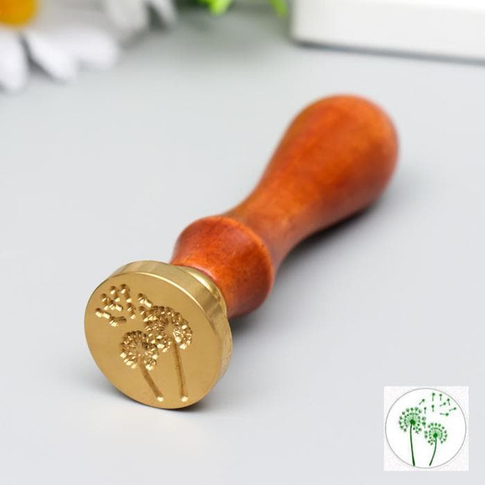 Печать для сургуча с деревянной ручкой «Одуванчики», 9×2.5×2.5 см