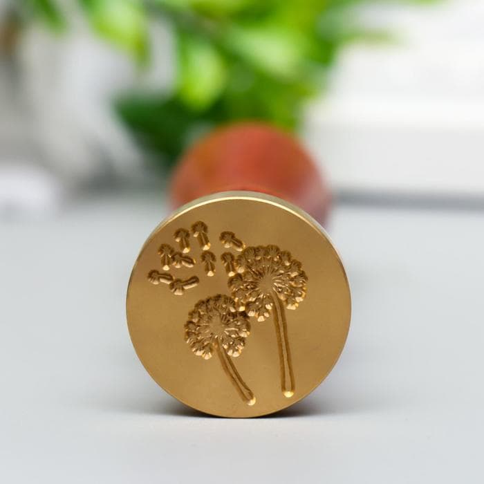 Печать для сургуча с деревянной ручкой «Одуванчики», 9×2.5×2.5 см