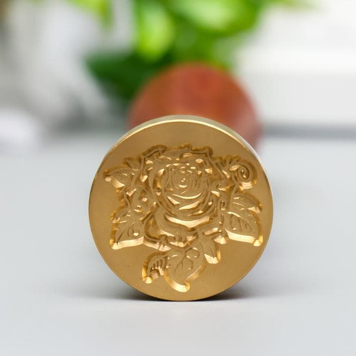 Печать для сургуча с деревянной ручкой «Королевская роза», 9×2.5×2.5 см