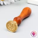 Печать для сургуча с деревянной ручкой «Геральдическая лилия с цветами», 9×2.5×2.5 см