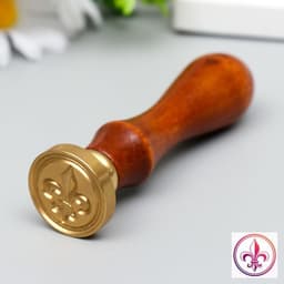 Печать для сургуча с деревянной ручкой «Геральдическая лилия», 9×2.5×2.5 см